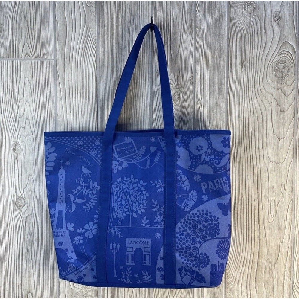 Lancôme Paris Tote Bag Blue Summer Canvas Shopping Beach Bag Cosmetic Gift